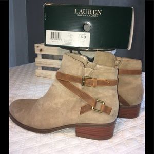 RALPH LAUREN Mehira Leather Almond Toe Ankle Boots